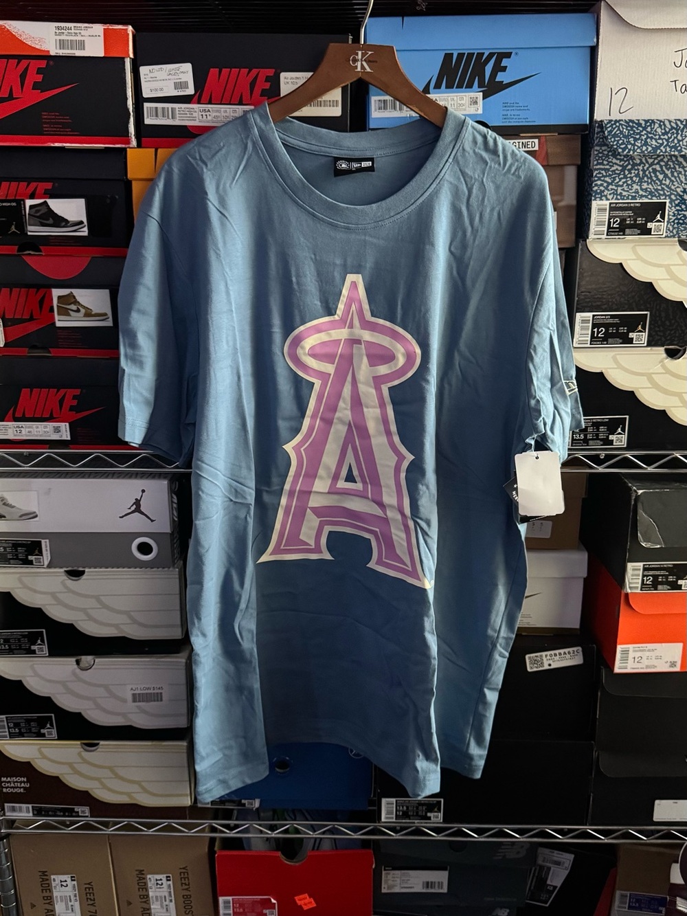 Los Angeles A Logo Graphic Tee - Light Blue with Pink Accent